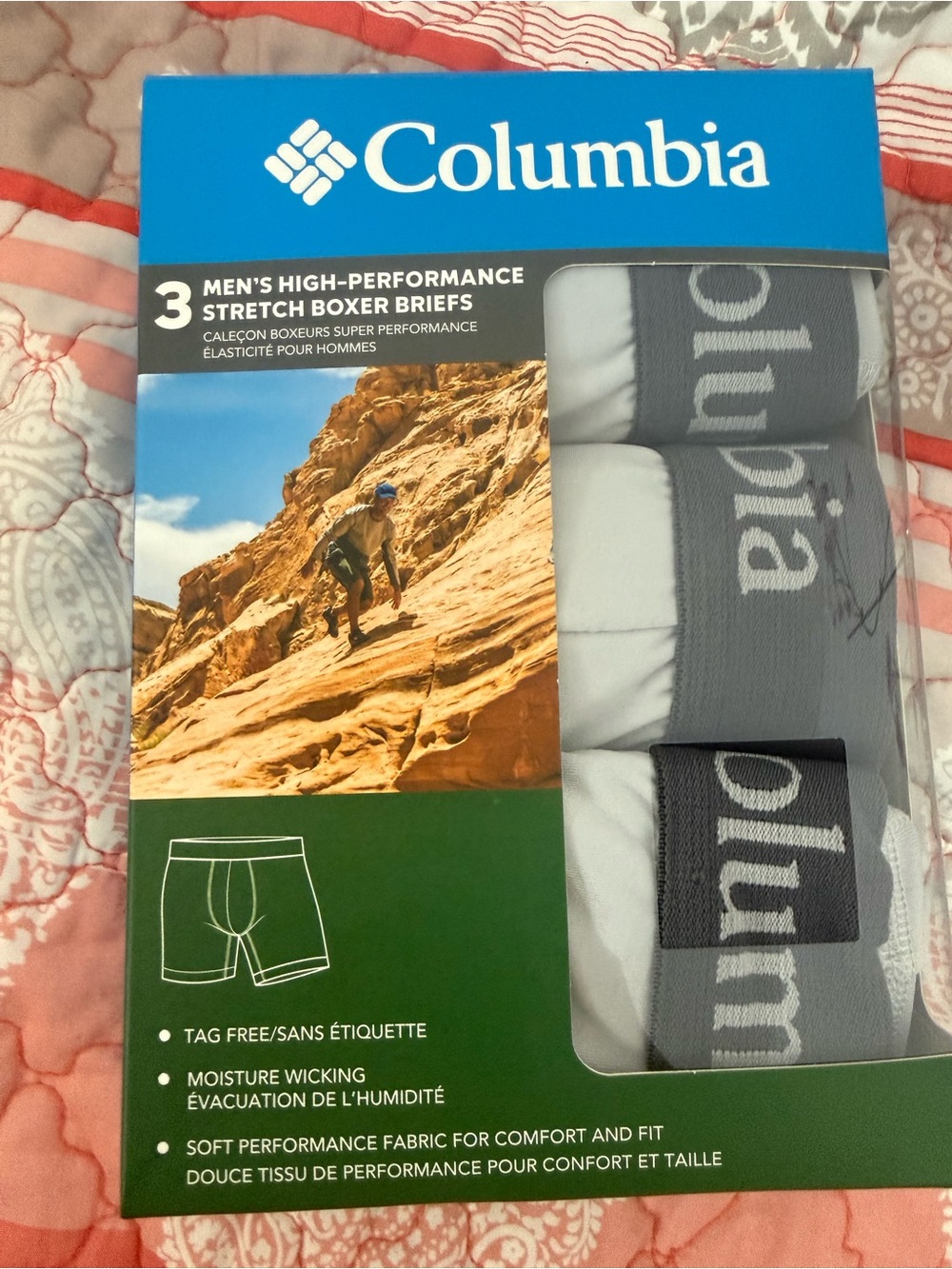 Columbia Men's Tagless Moisture Wicking Stretch Boxer Briefs 3-Pack XL